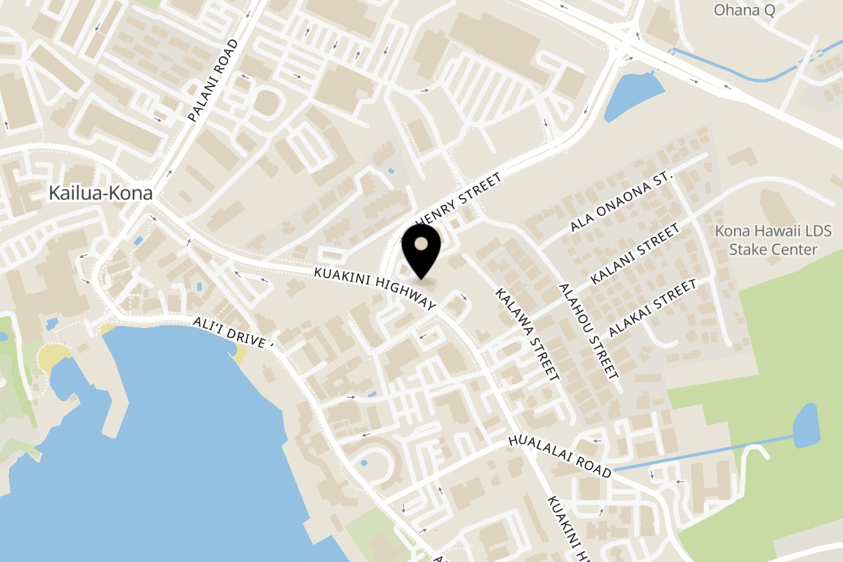 Map showing the location of Krua Thai Cuisine on 75-5705 Kuakini Hwy in Kailua-Kona